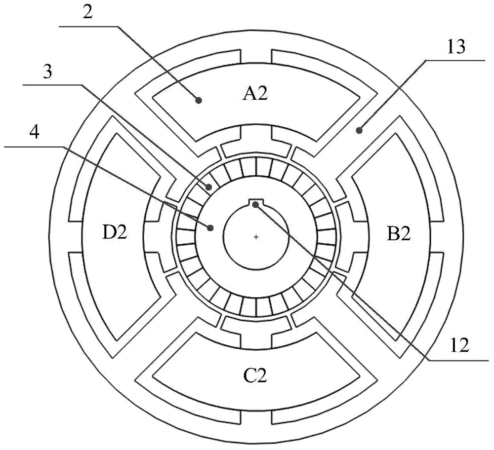 Novel two-section type seven-phase permanent magnet fault-tolerant motor