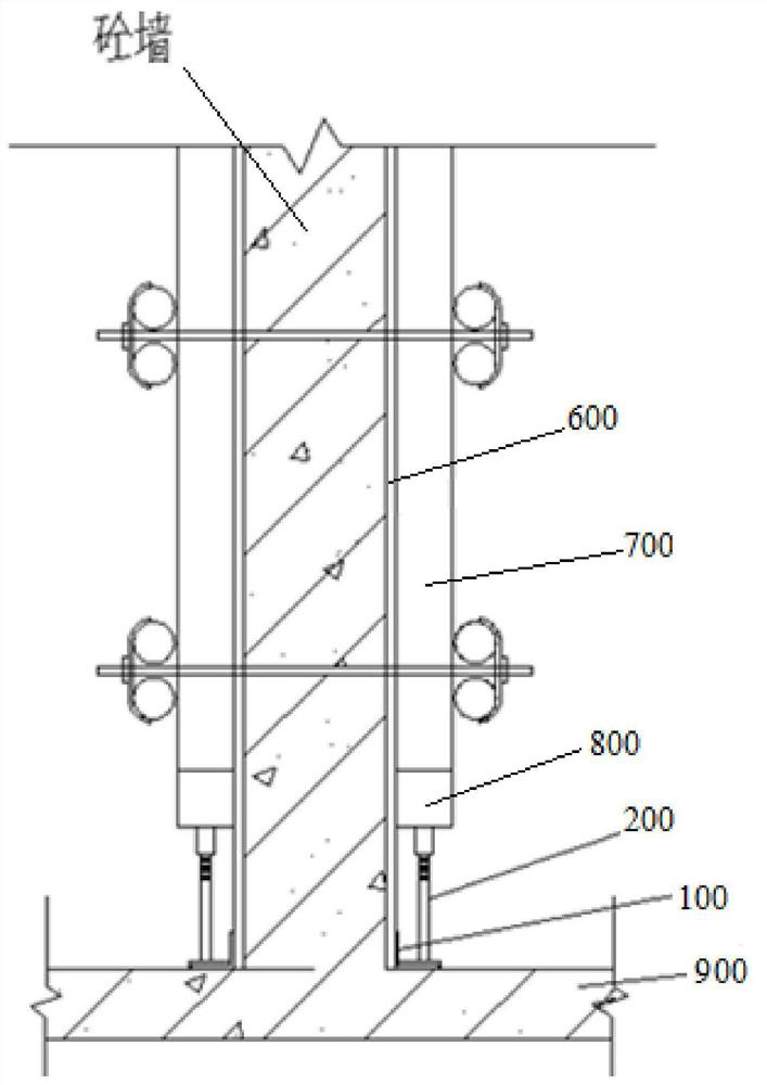 Wall column formwork plugging and leveling device and its construction method
