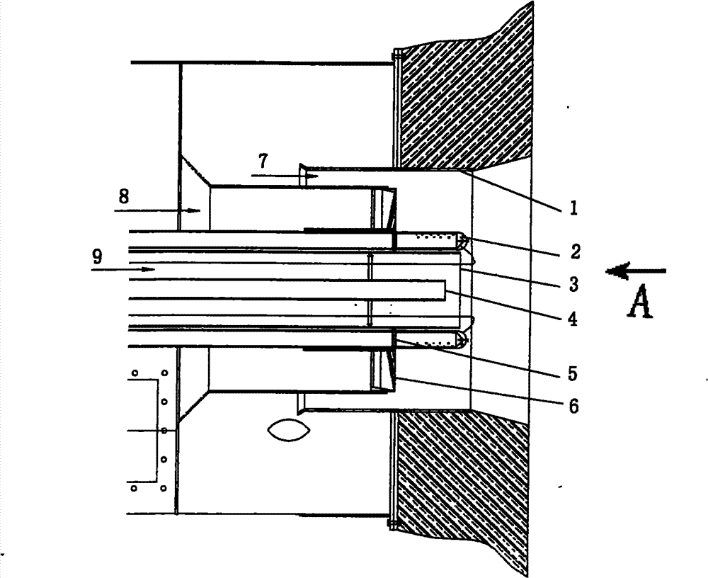 Low emission high-power staged-combustion gas burner and gas collocation method thereof