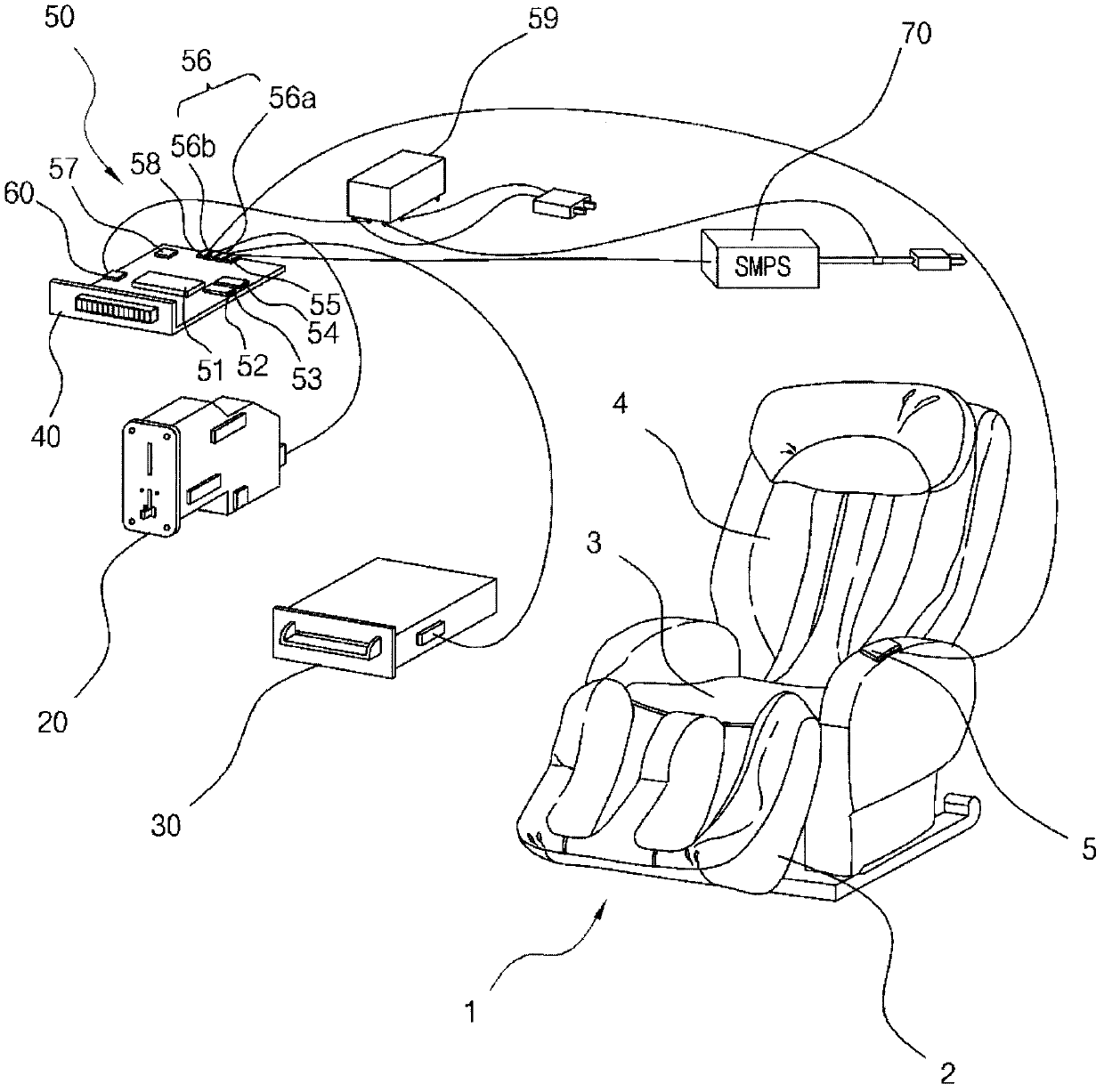 Device and method for controlling massage chair with reclining function