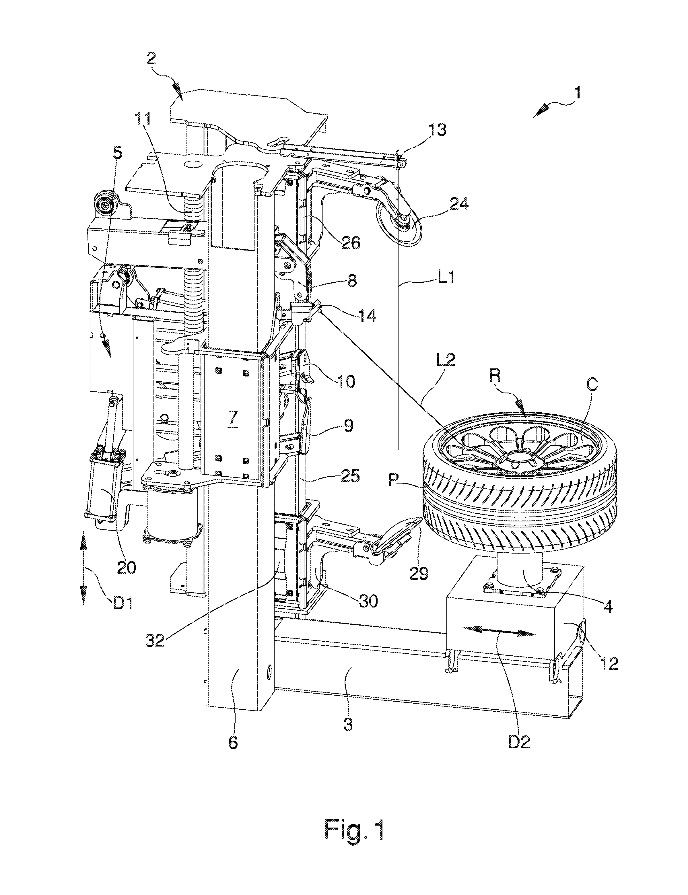 Machine for fitting and removing wheel tyres for vehicles