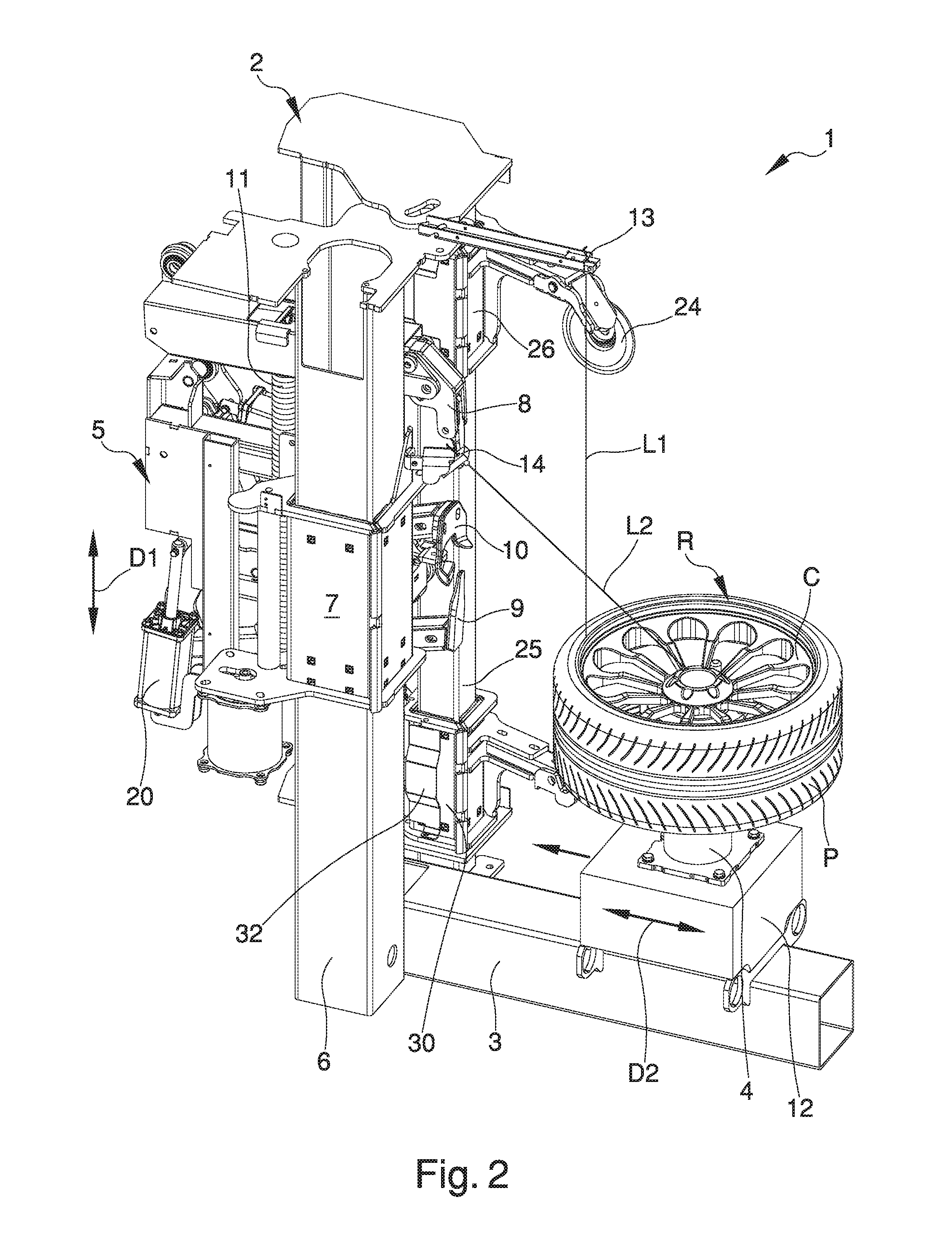 Machine for fitting and removing wheel tyres for vehicles