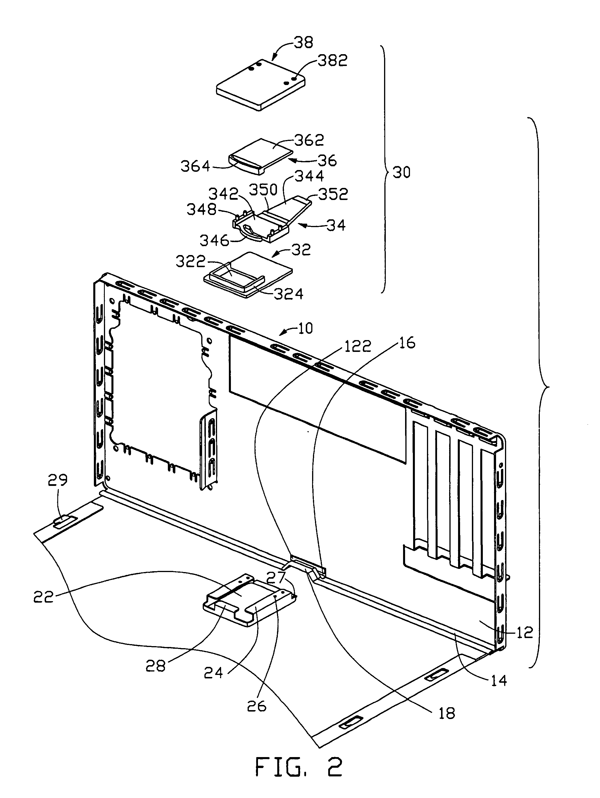 Computer enclosure incorporating hood fastener