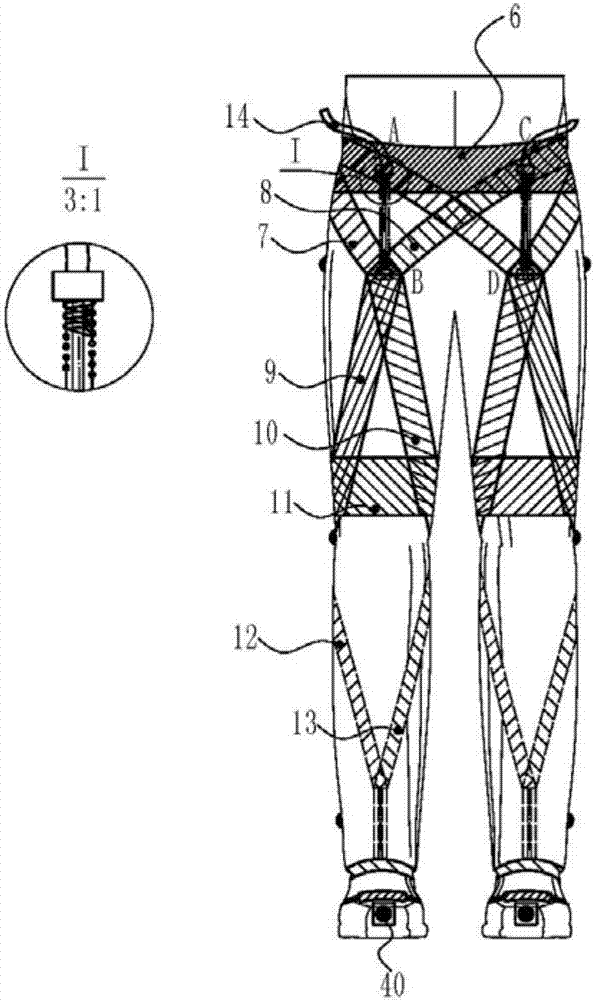 Wearable power-assisting flexible outer garment for lower limbs