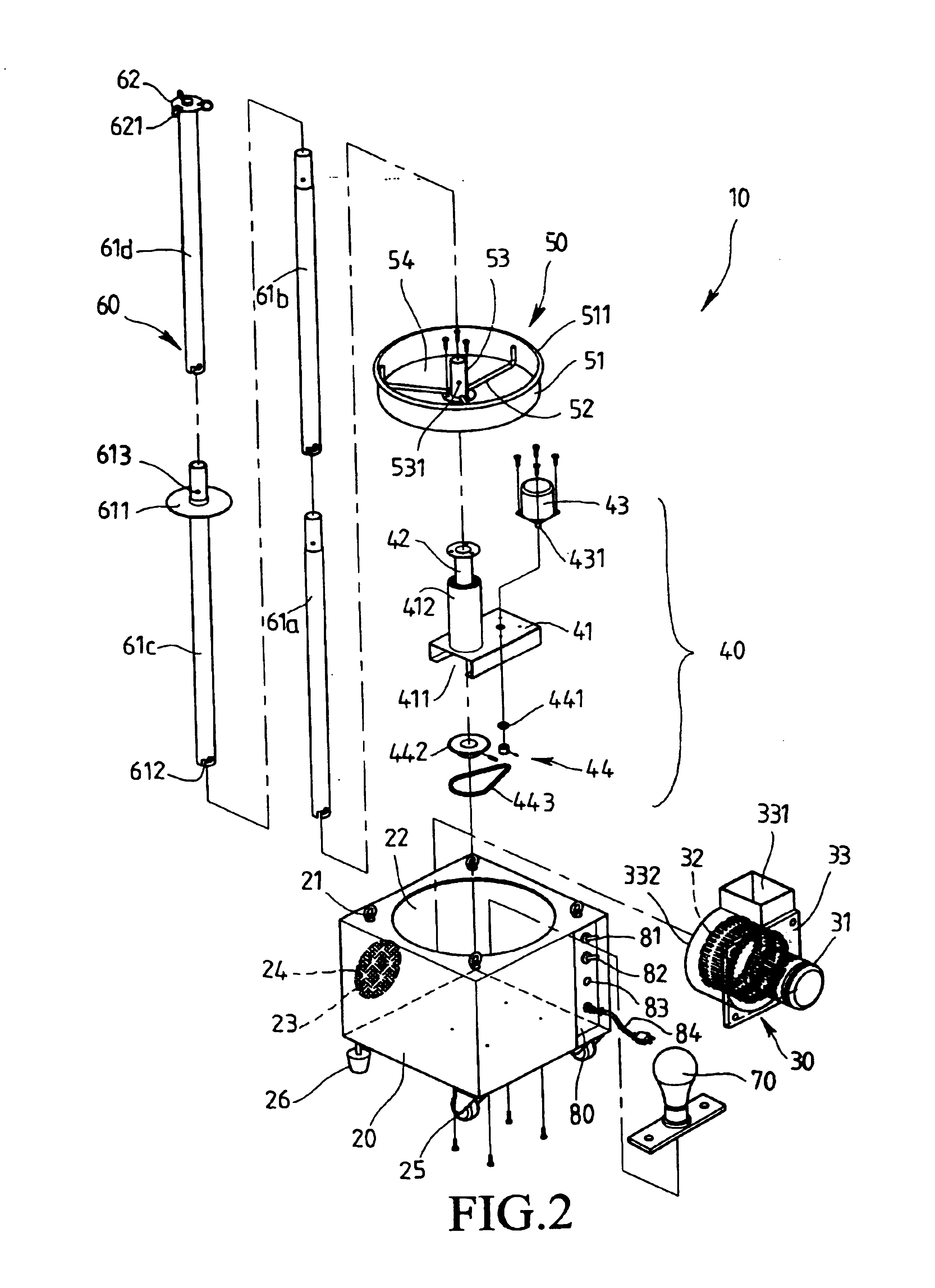 Rotating inflatable device with built-in blower and sensor light