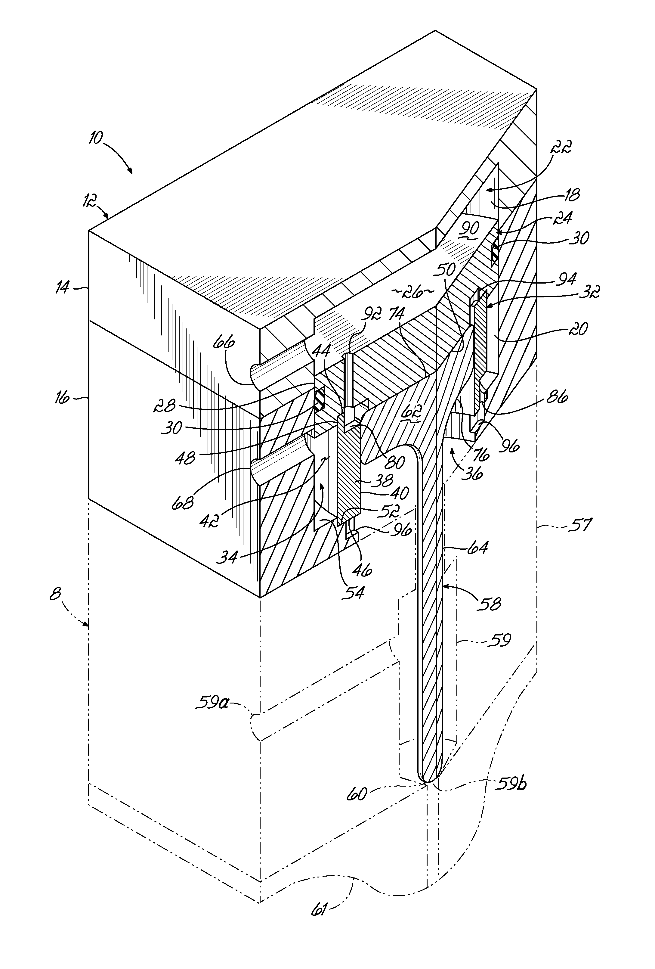 Dispensing module and method of dispensing with a pneumatic actuator