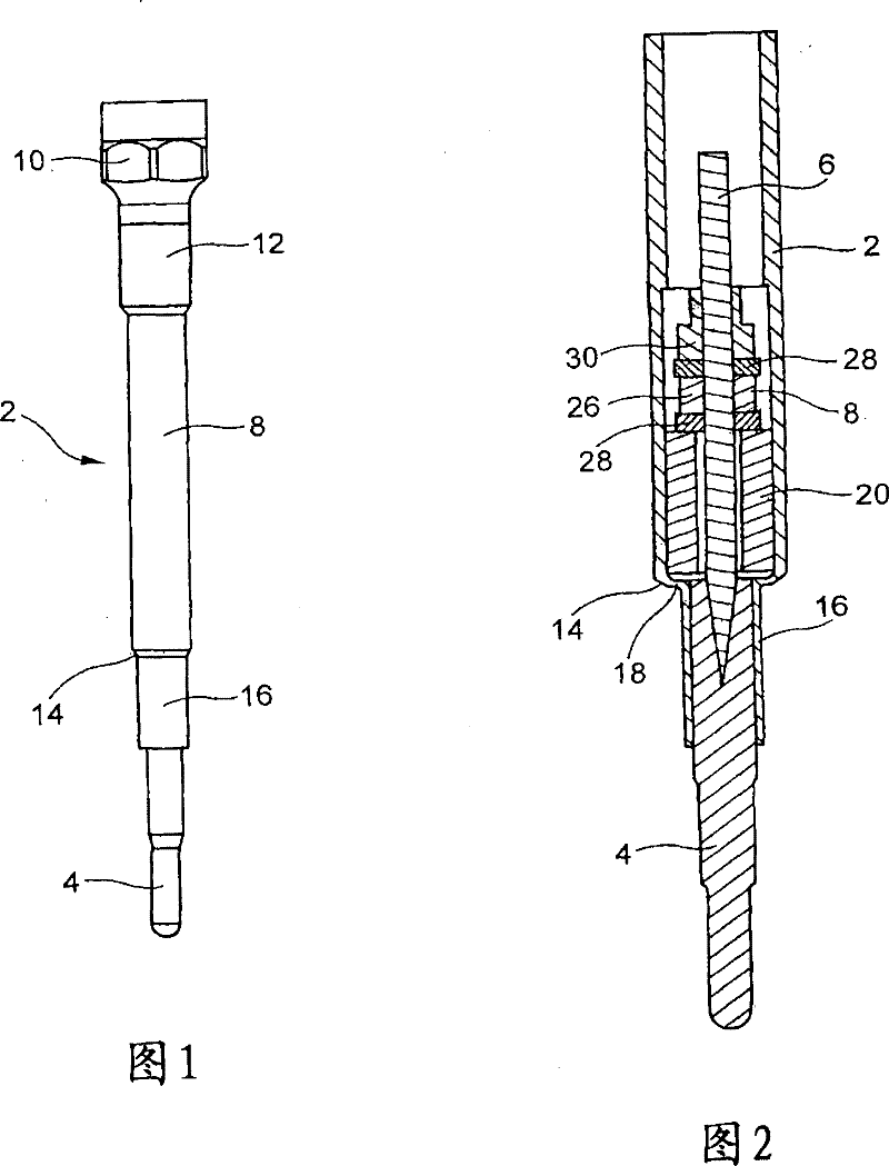 Glow plug with integrated pressure sensor and body thereof