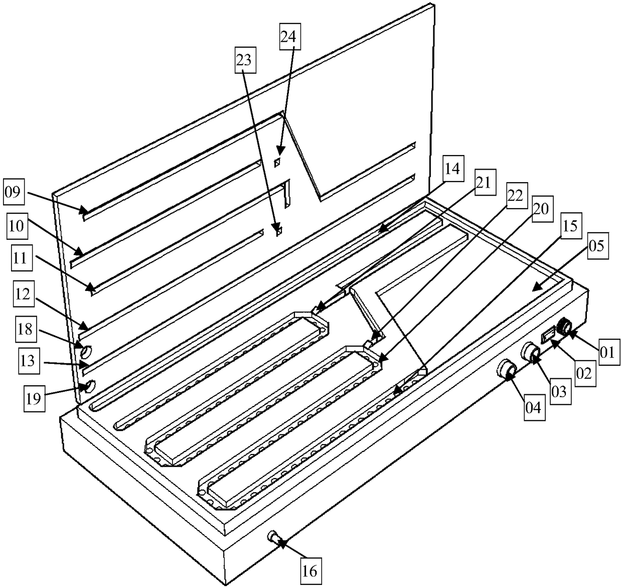 Real-time monitoring device for respiration oxygen consumption equipped with upper water drainage structure