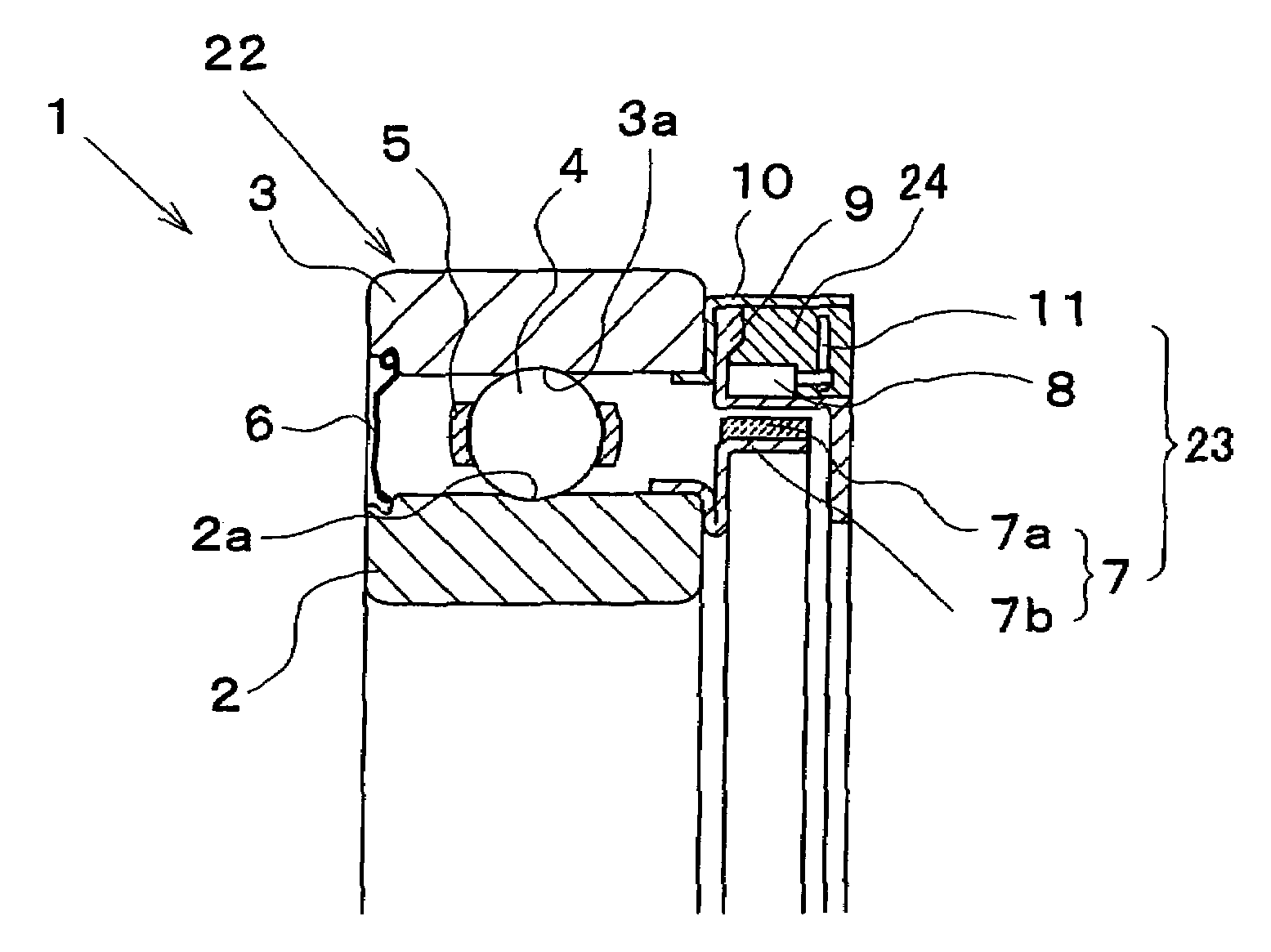Combined sensor and bearing assembly and method of magnetizing element of rotation sensor