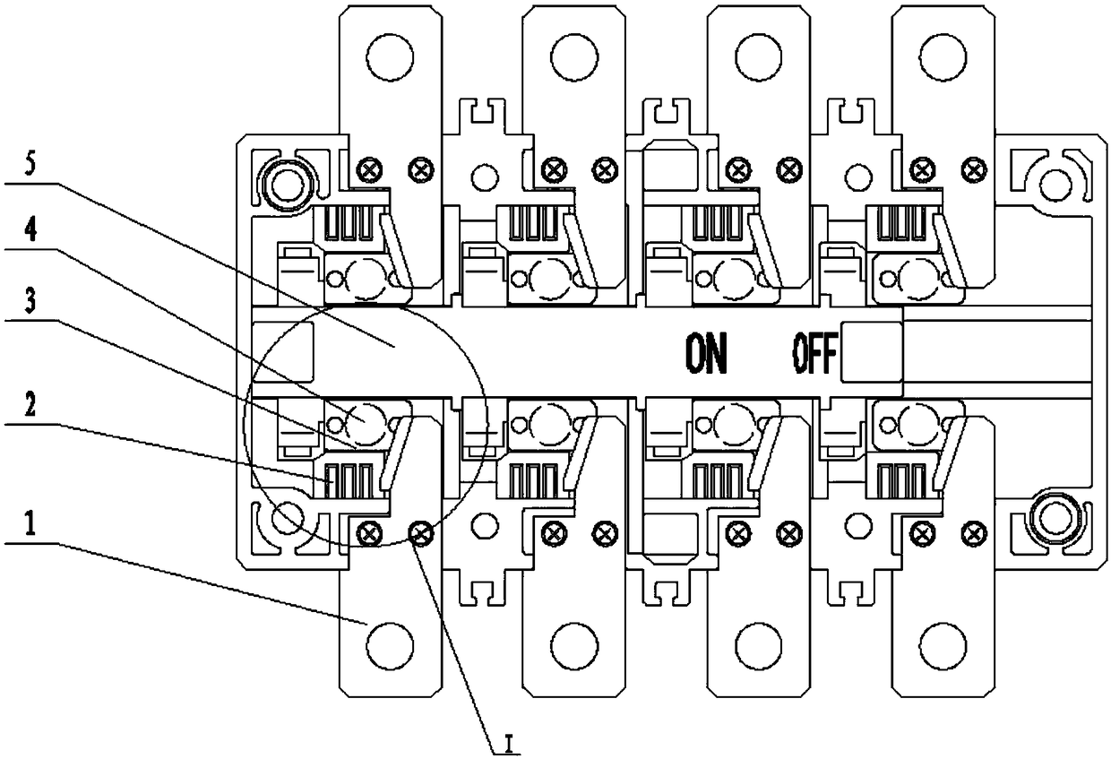 A DC PC-level double-power switch arc extinguishing structure