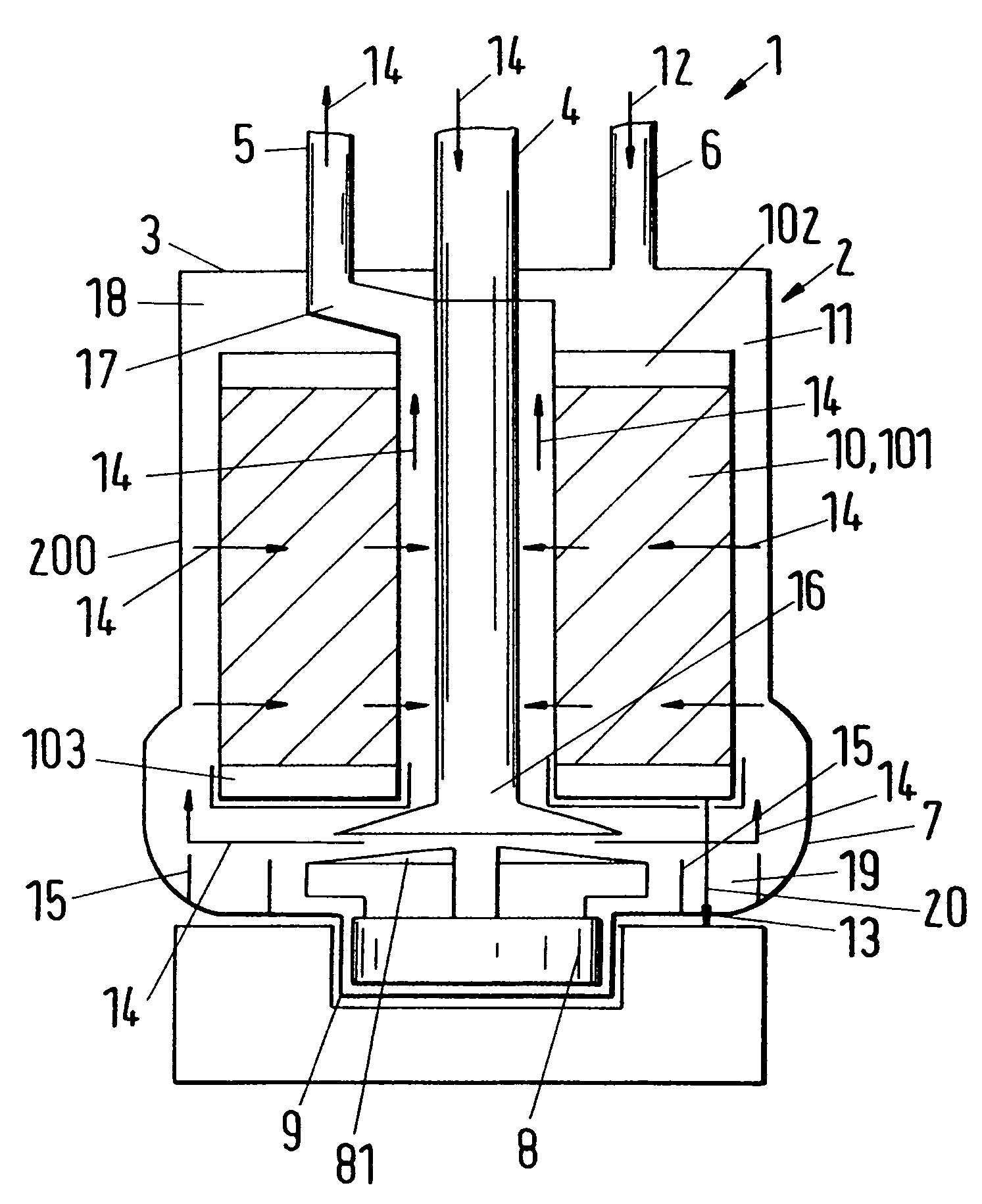 Integrated centrifugal blood pump-oxygenator, an extracorporeal life support system and a method of de-bubbling and priming an extracorporeal life support system