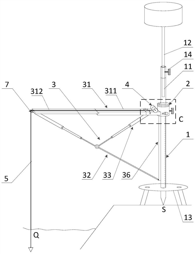 Device and method for measuring water surface elevation and plane coordinates of river channel