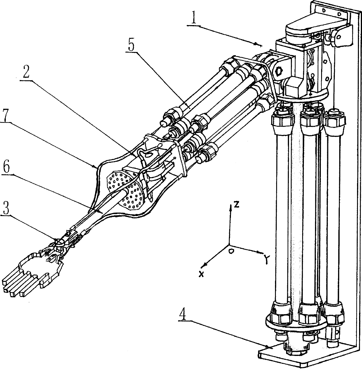 Seven freedom-degree artificial man arm driven by air-powered artificial muscle