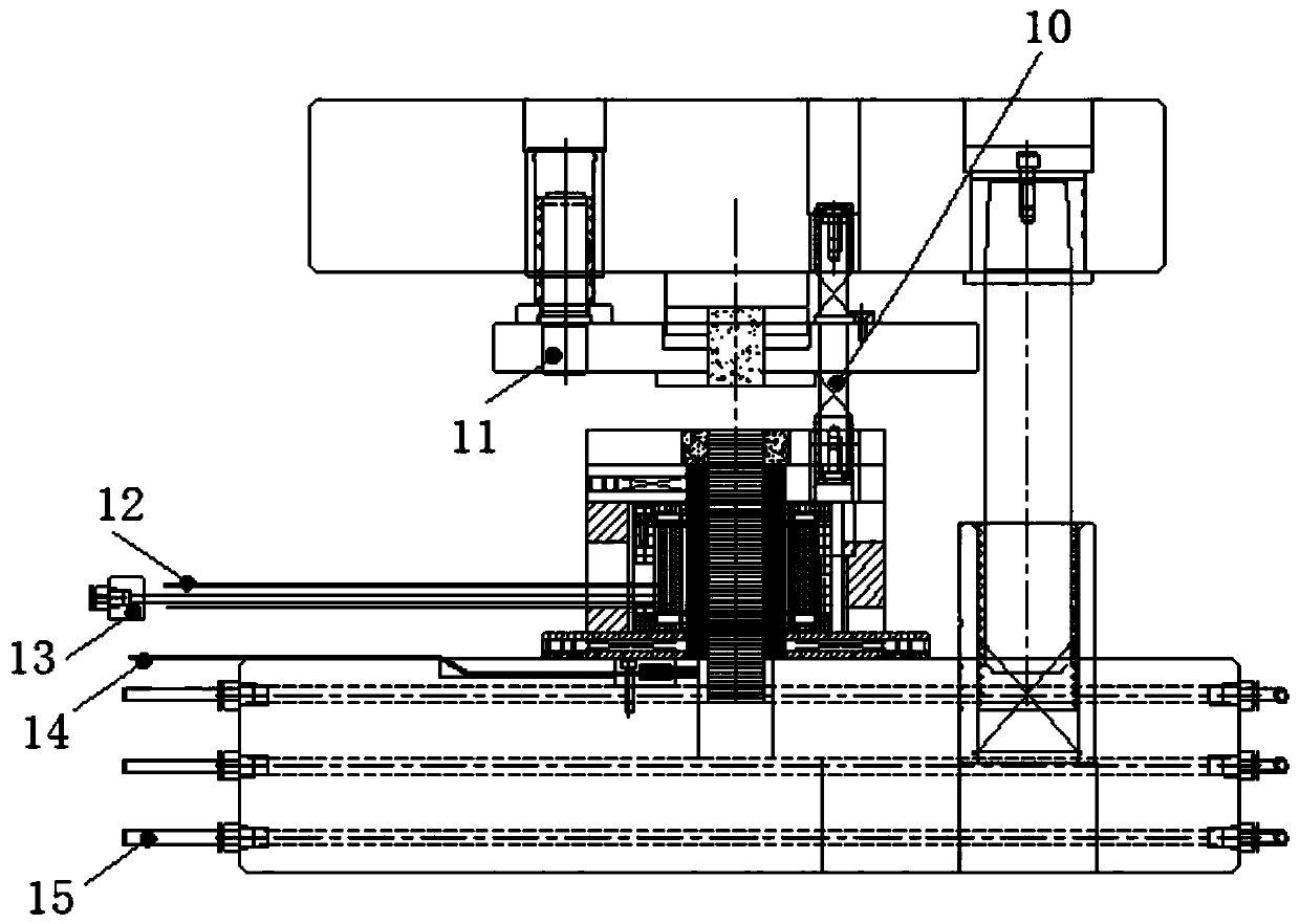 Intra-mold automatic bonding stamping mold and process of stator and rotor iron cores