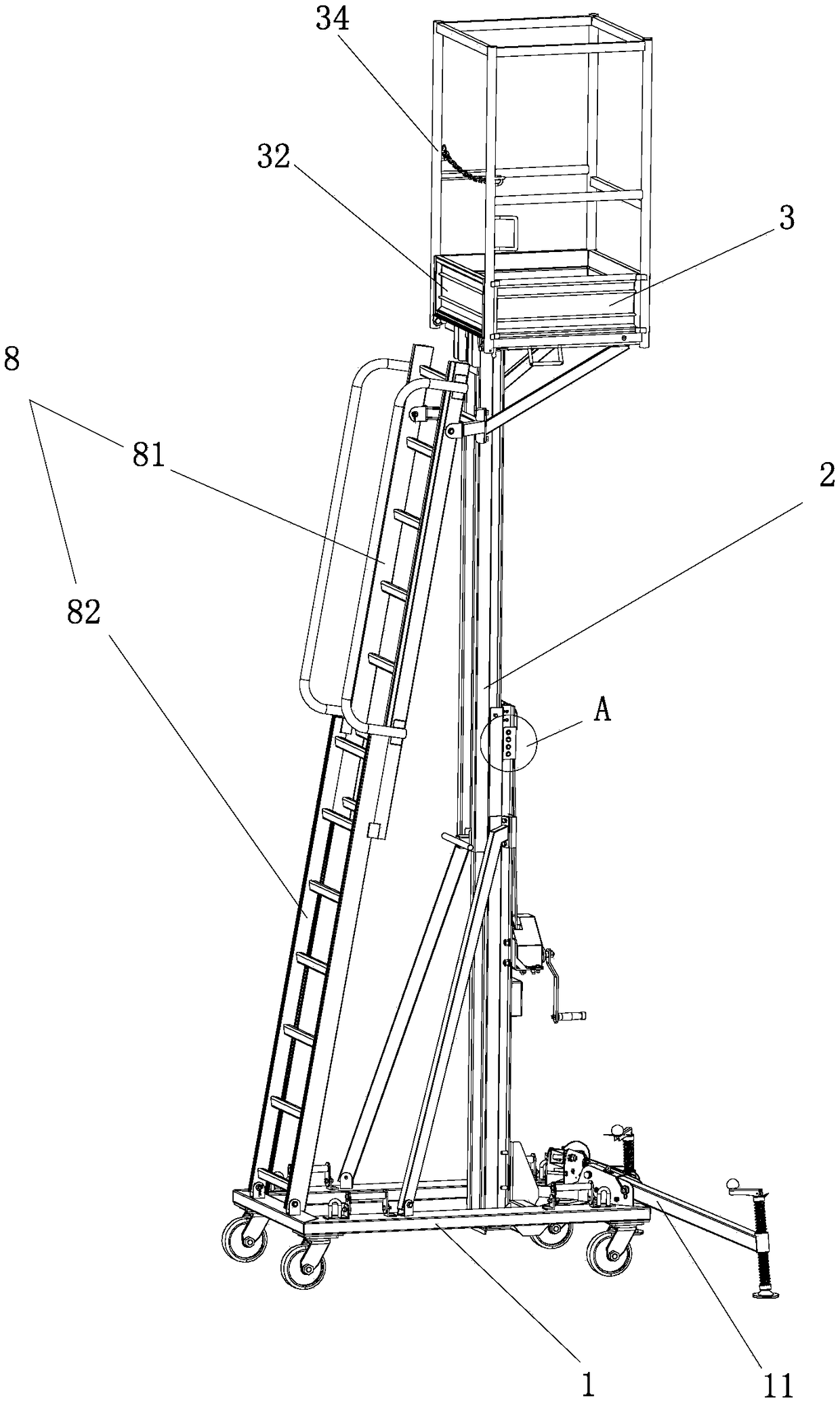 Lifting working platform with self-locking mechanism