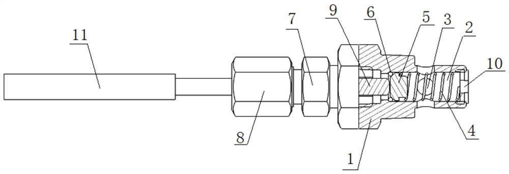 Leak-proof device capable of quickly replacing liquid temperature measuring sensor, and mounting structure and use method thereof