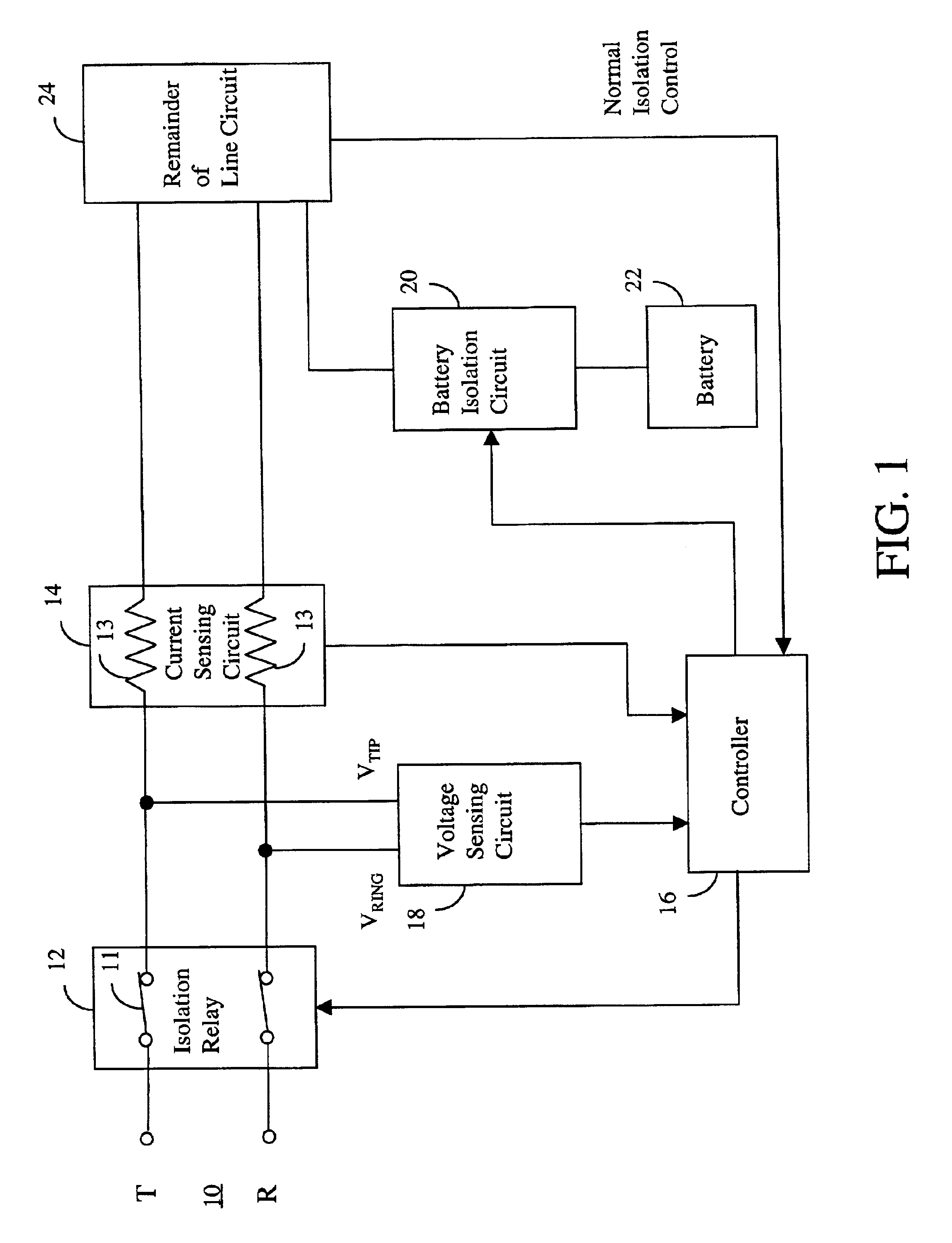Voltage and protection arrangement for a telephone subscriber line interface circuit