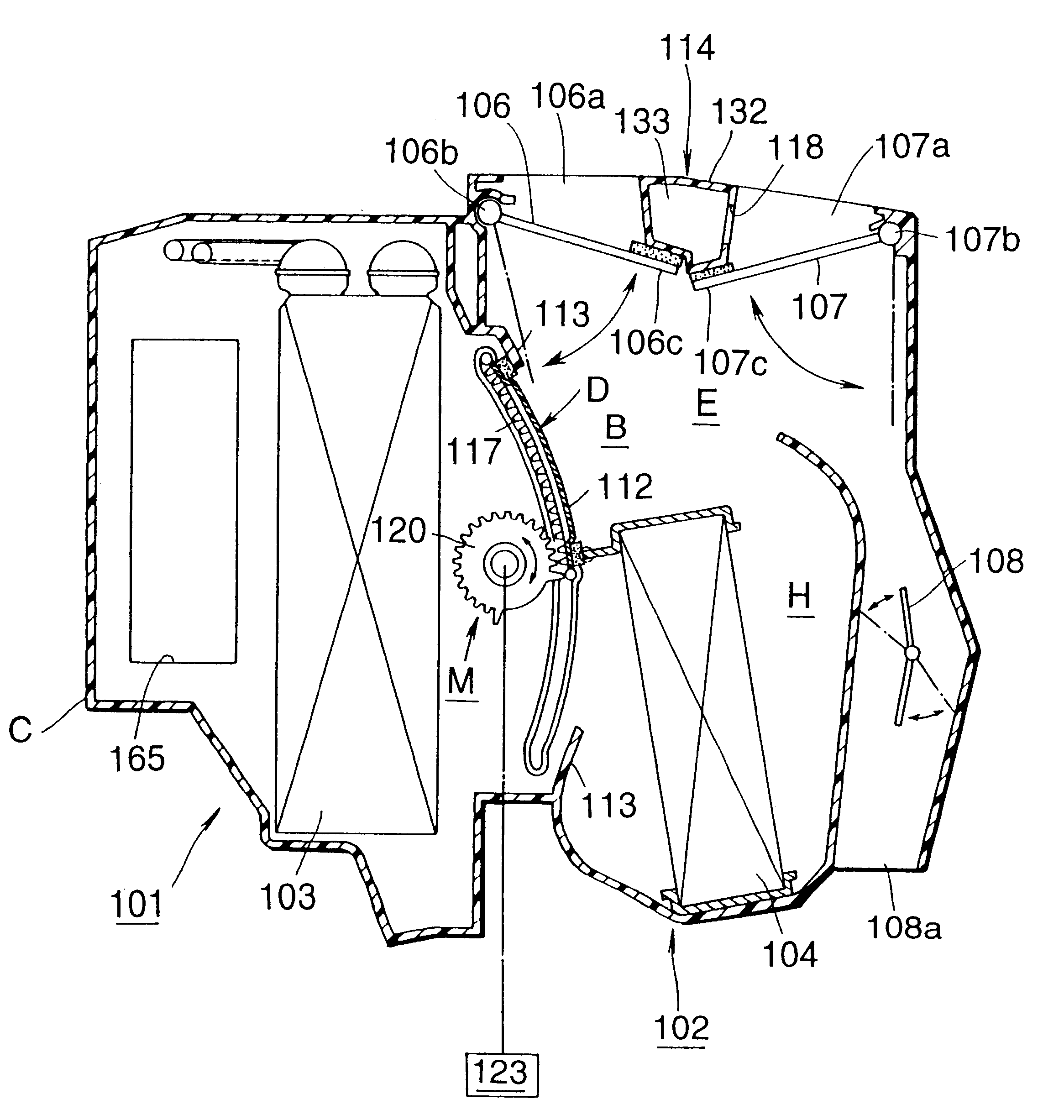 Door mechanism of automotive air conditioning device