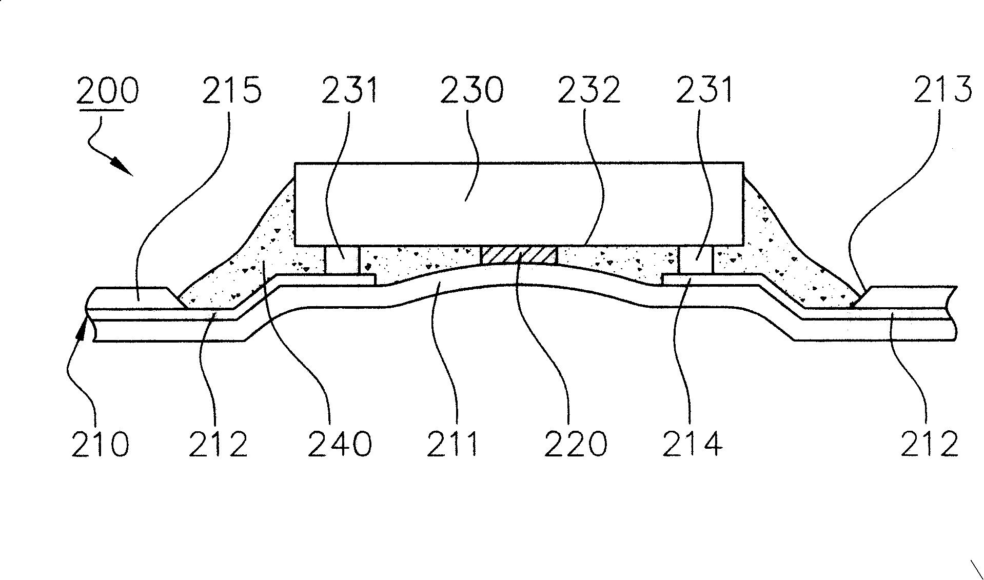 Thin membrane crystal cover packaging construction for preventing thin membrane dent forming glue filling bubble