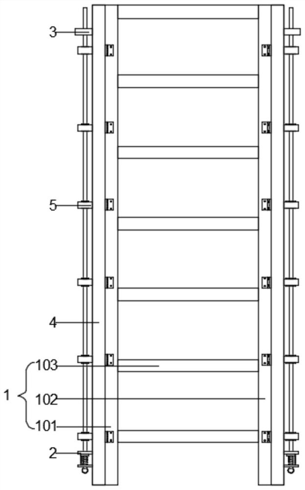 Construction ladder with quick-folding guardrail installed