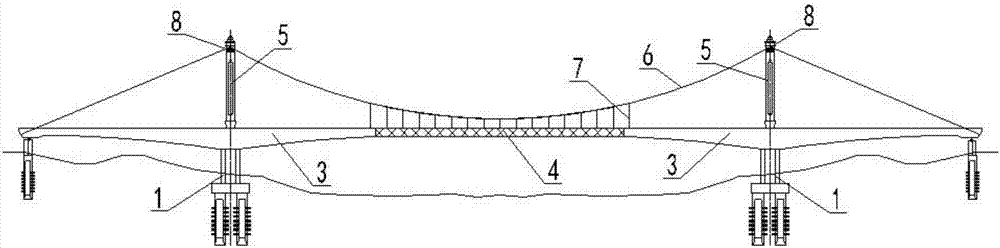 Variable cross-section beam and suspension cable combined bridge structural system