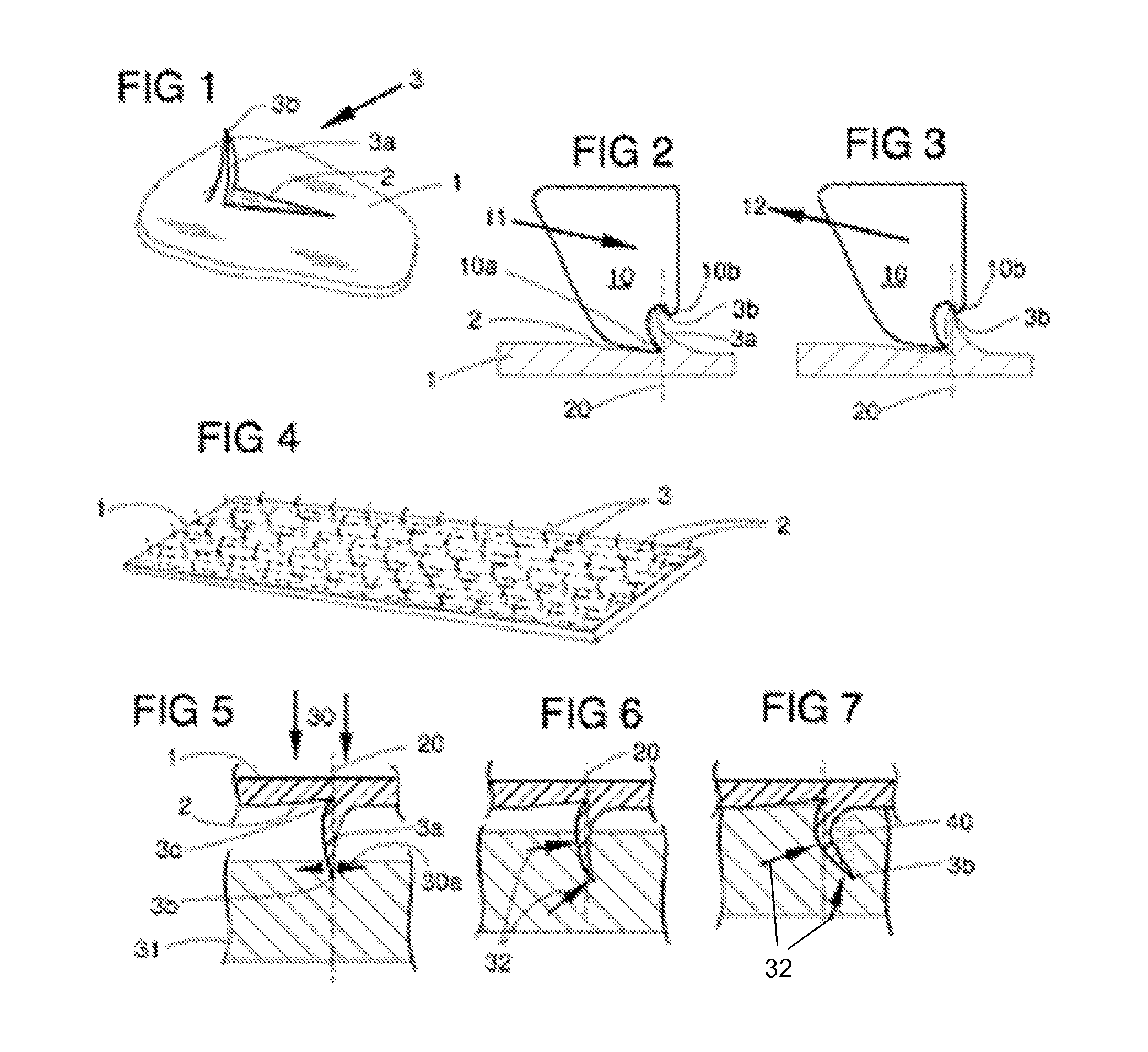 Material with self-locking barbs