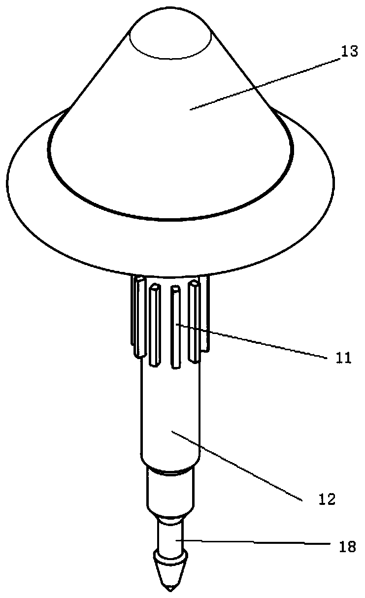 Anal hemorrhoid nailing stapler component