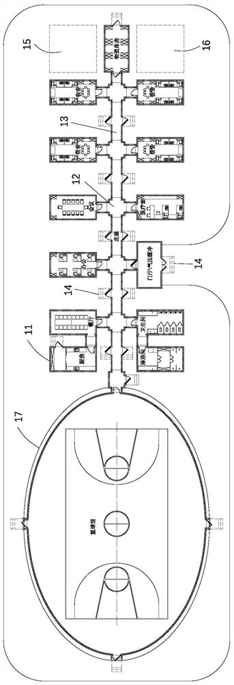Pressurizing and oxygenating modular human residential building group in high-altitude area and using method of pressurizing and oxygenating modular human residential building group