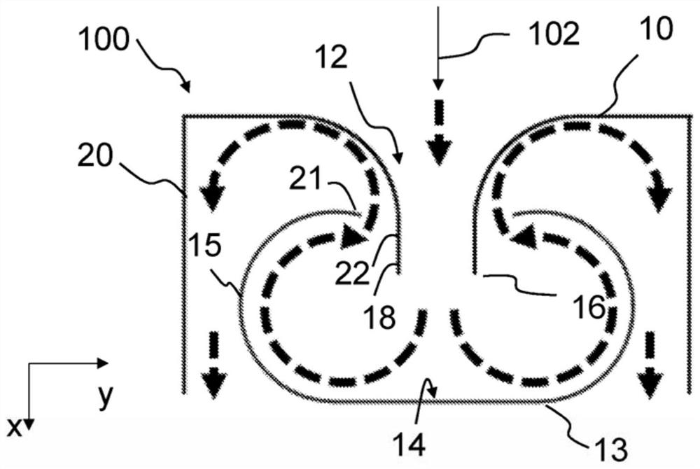 Separating unit having an impaction surface