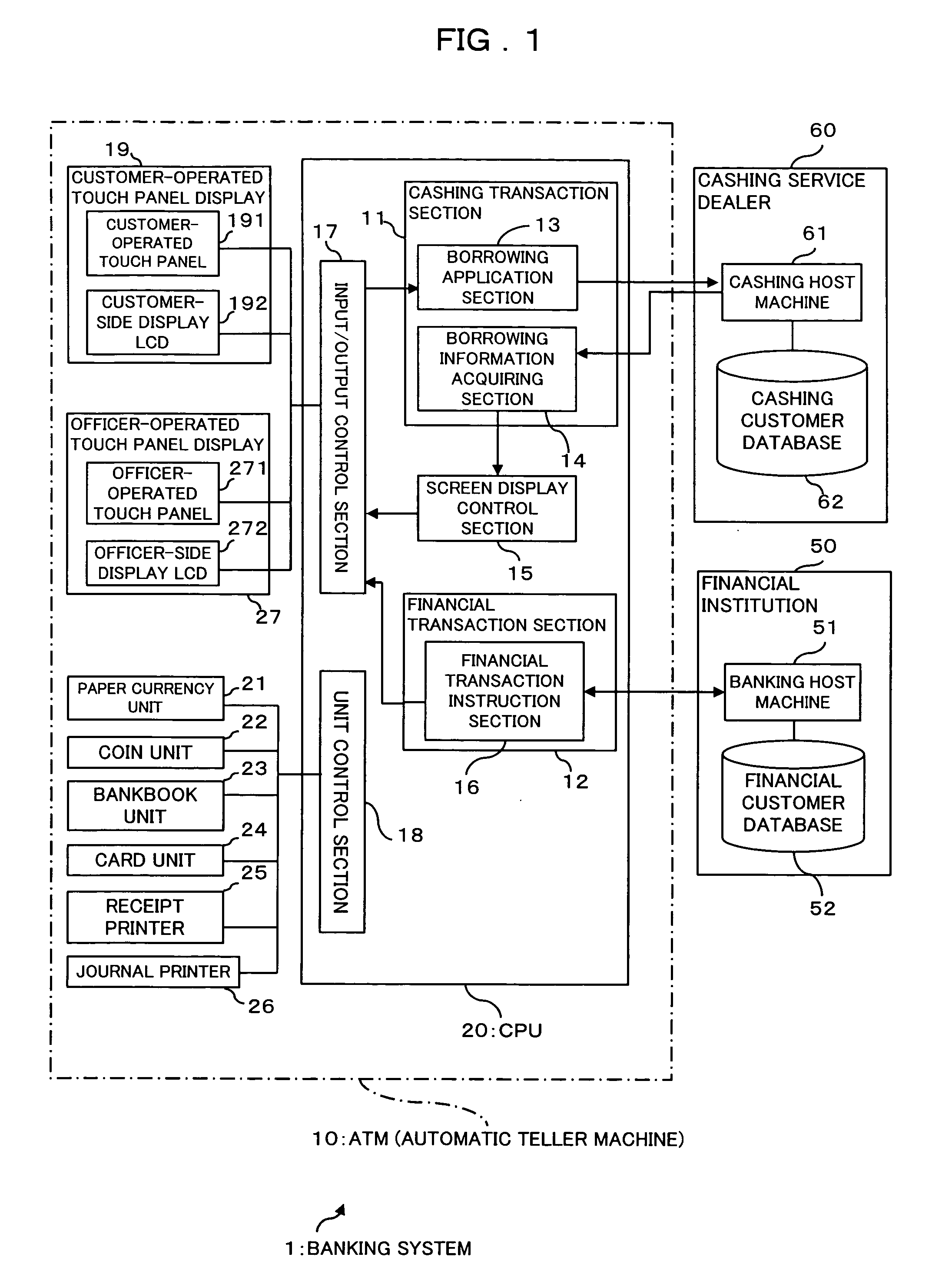 Banking system, automated teller machine, financial transaction method, and a recording medium recording a financial transaction program readable by computer