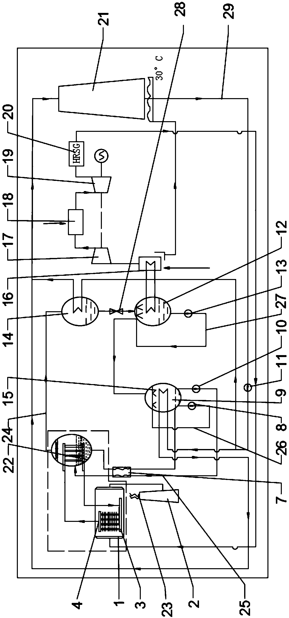 Air intake cooling device of gas turbine based on waste-heat utilization