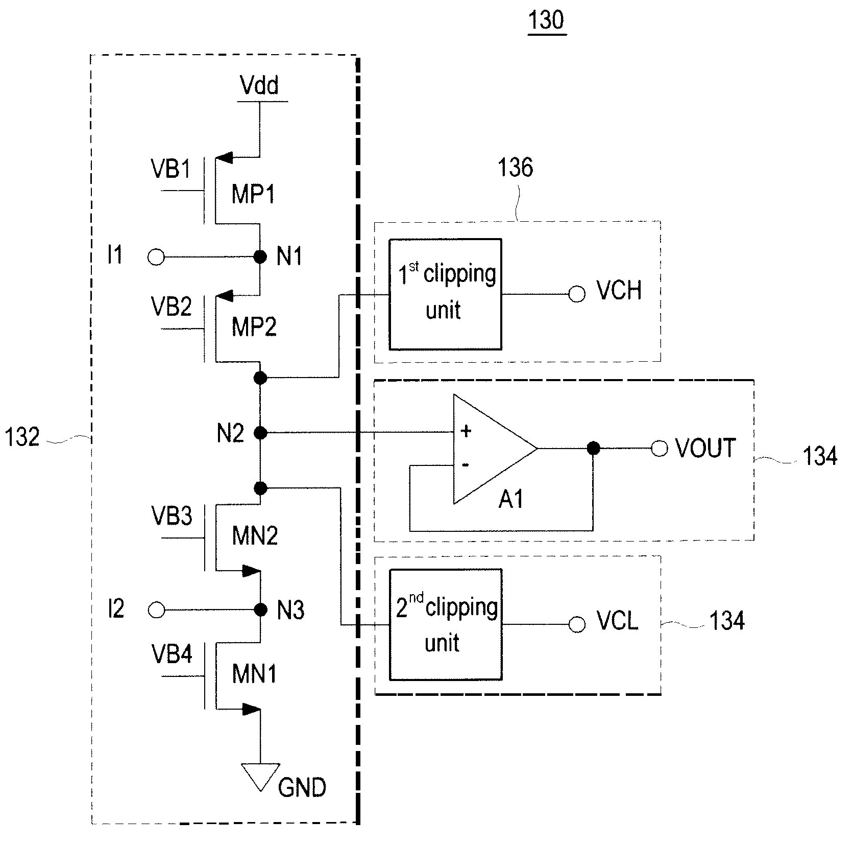 Wideband variable gain amplifier with clipping function
