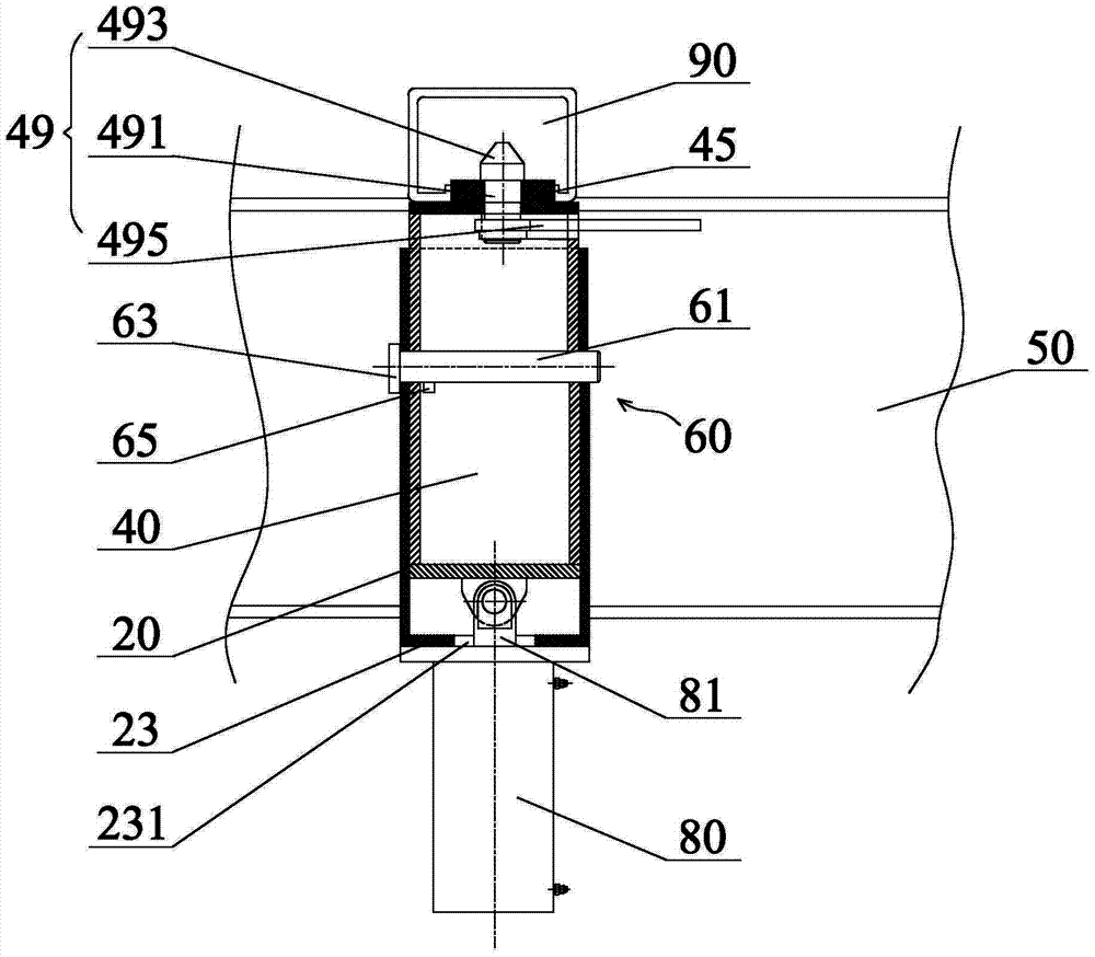 Container lifting device used for interchangeable car body box and transport vehicle