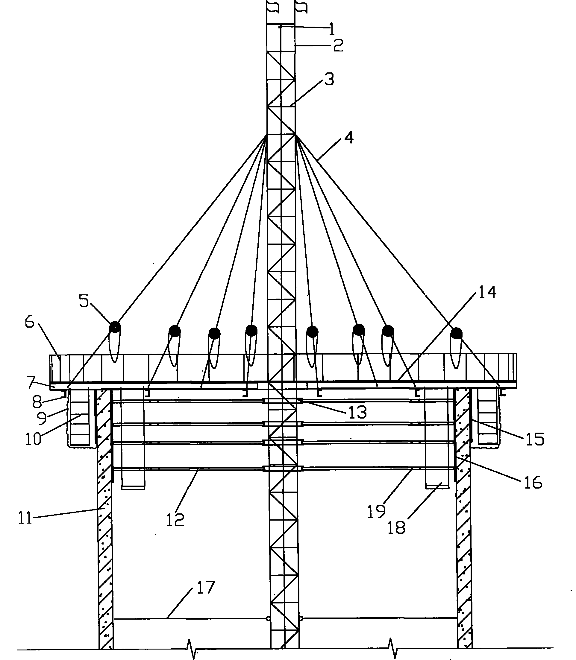Concrete-structured conjoined cylindrical shell construction device and method therefor