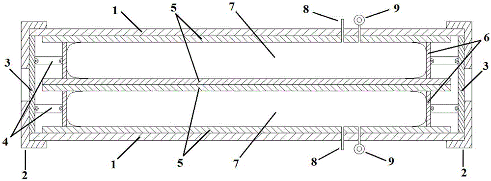 Rigid wall airbag pressure-bearing eccentric compression rod piece