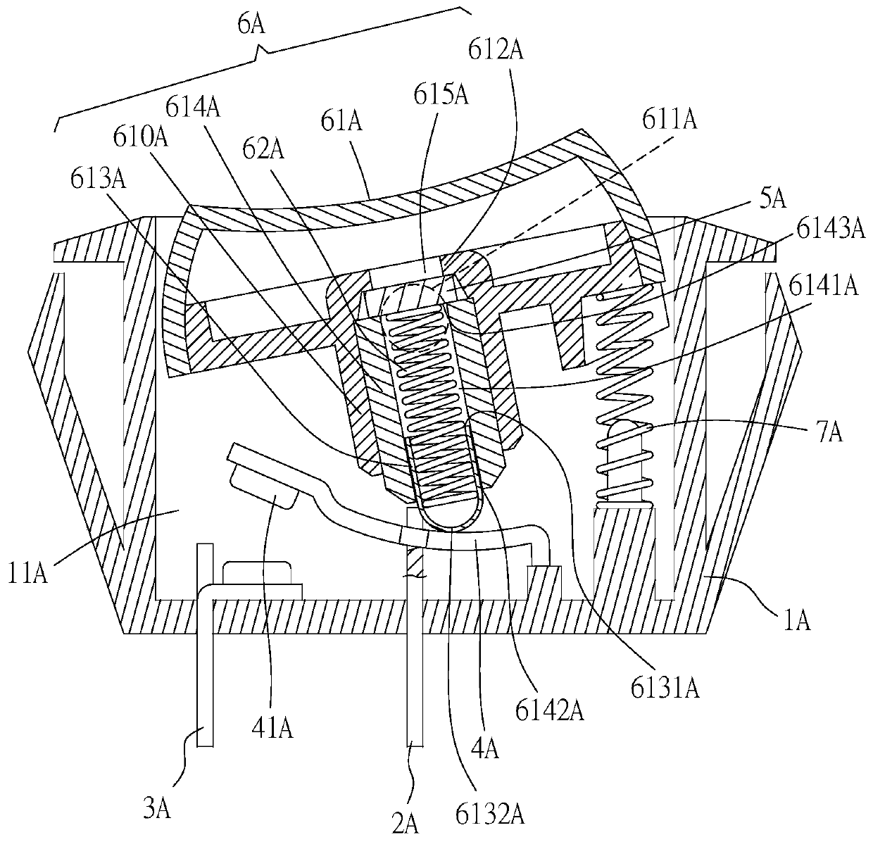 Heat destructive disconnecting switch and socket comprising same