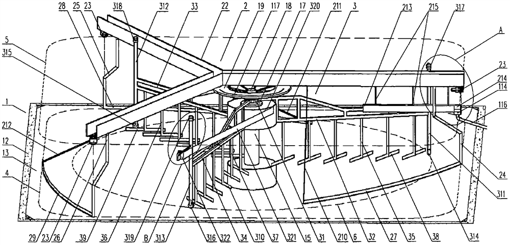 Square sedimentation tank and mud scraper