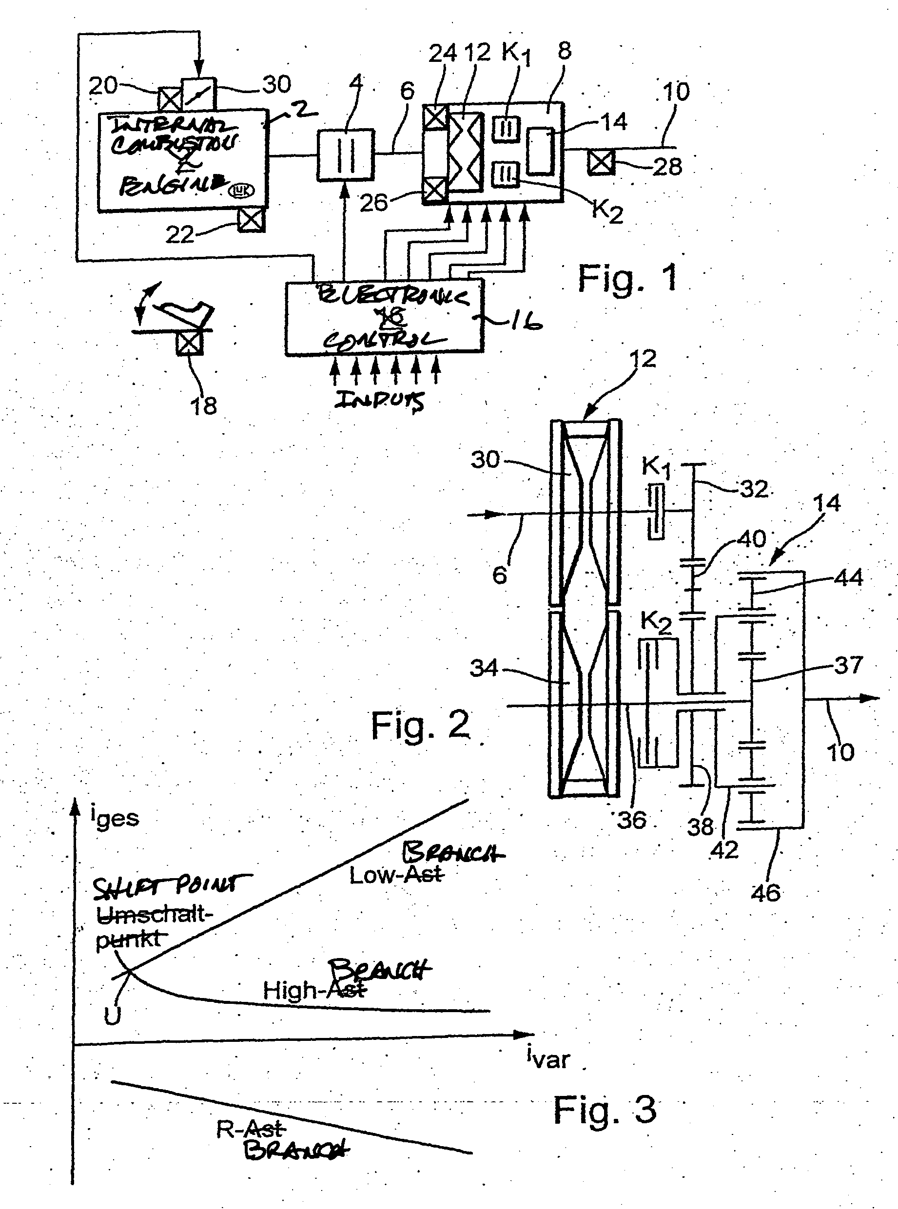 Methods for regulating the gear ratio of an automatic power-branched transmission, and automatic power-branched transmission
