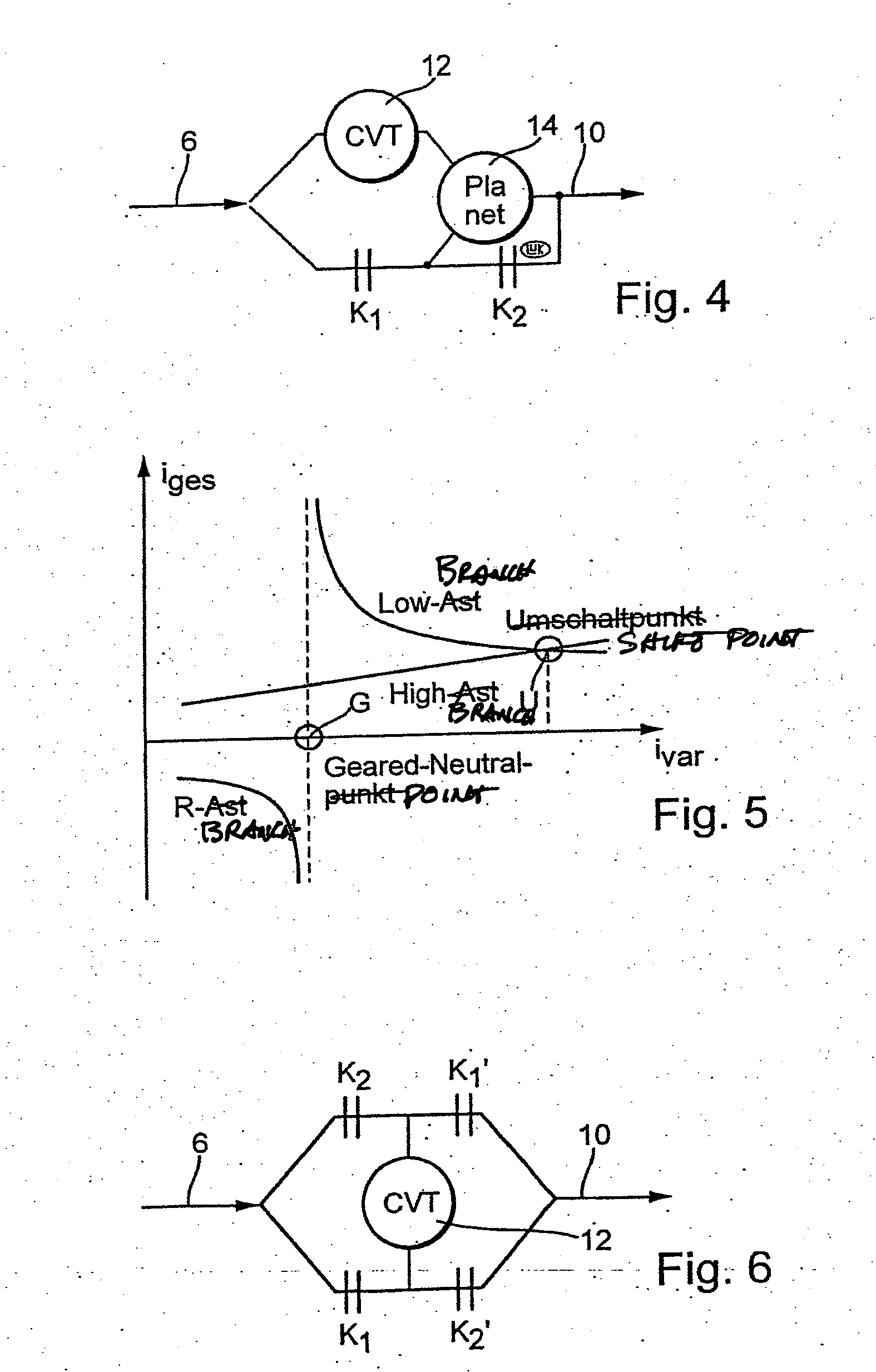 Methods for regulating the gear ratio of an automatic power-branched transmission, and automatic power-branched transmission
