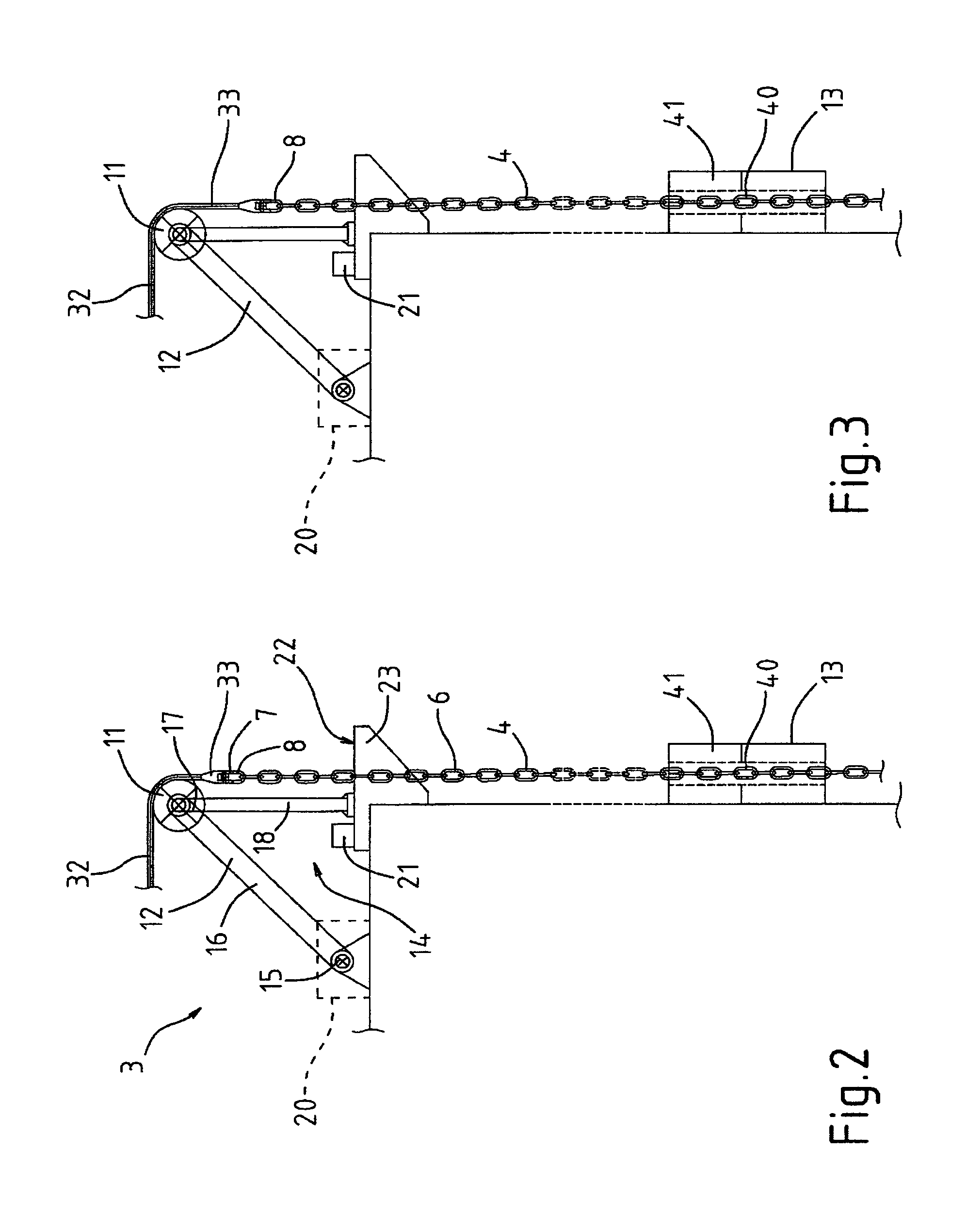 Traction method and system for an operating line, in particular a mooring line, of a floating production unit