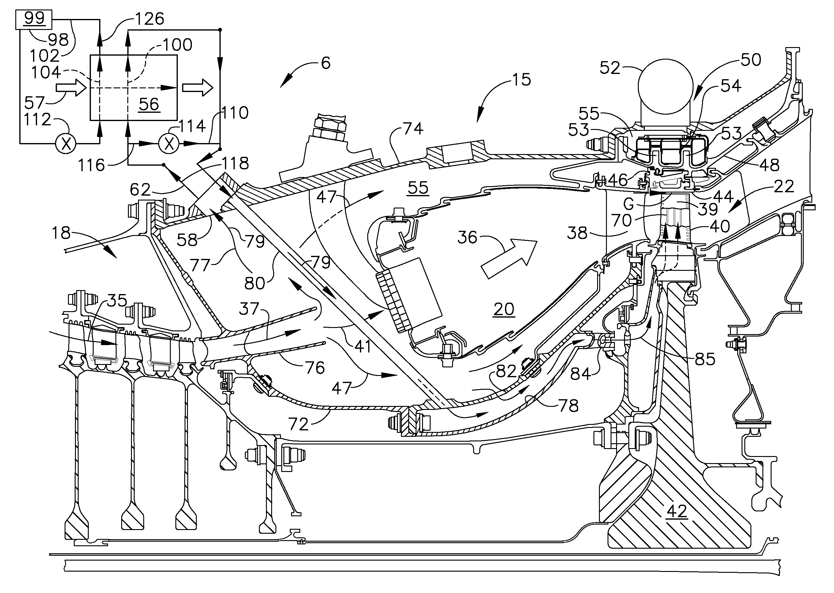 Gas turbine engine temperature modulated cooling flow