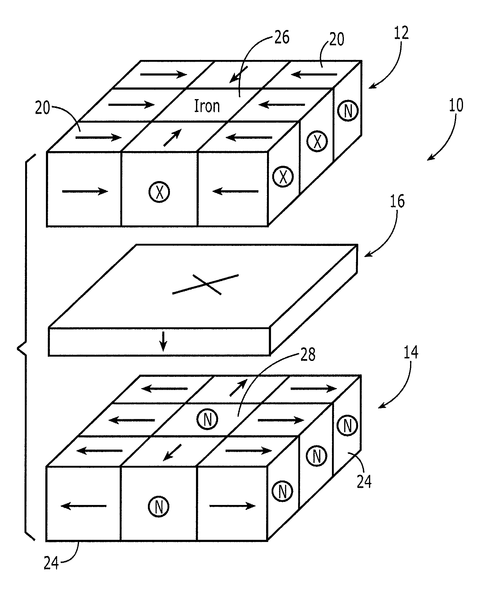 Three-dimensional magnet structure and associated method