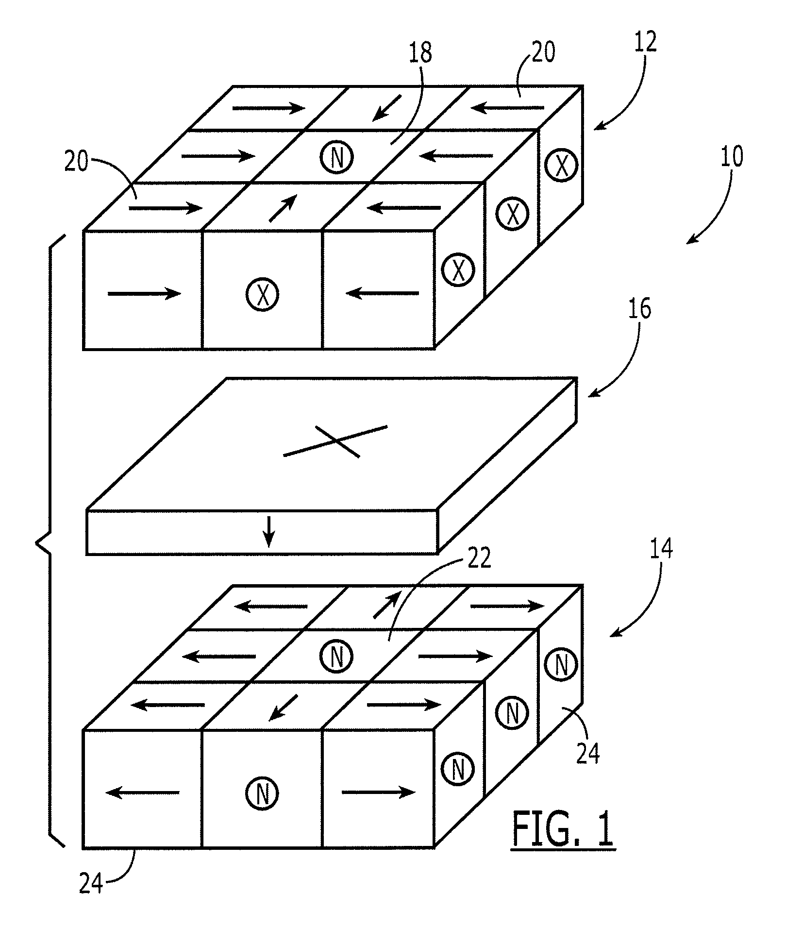 Three-dimensional magnet structure and associated method