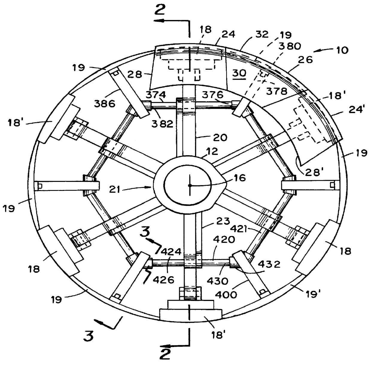 Tire manufacturing drum having simultaneous axial and radial adjustability