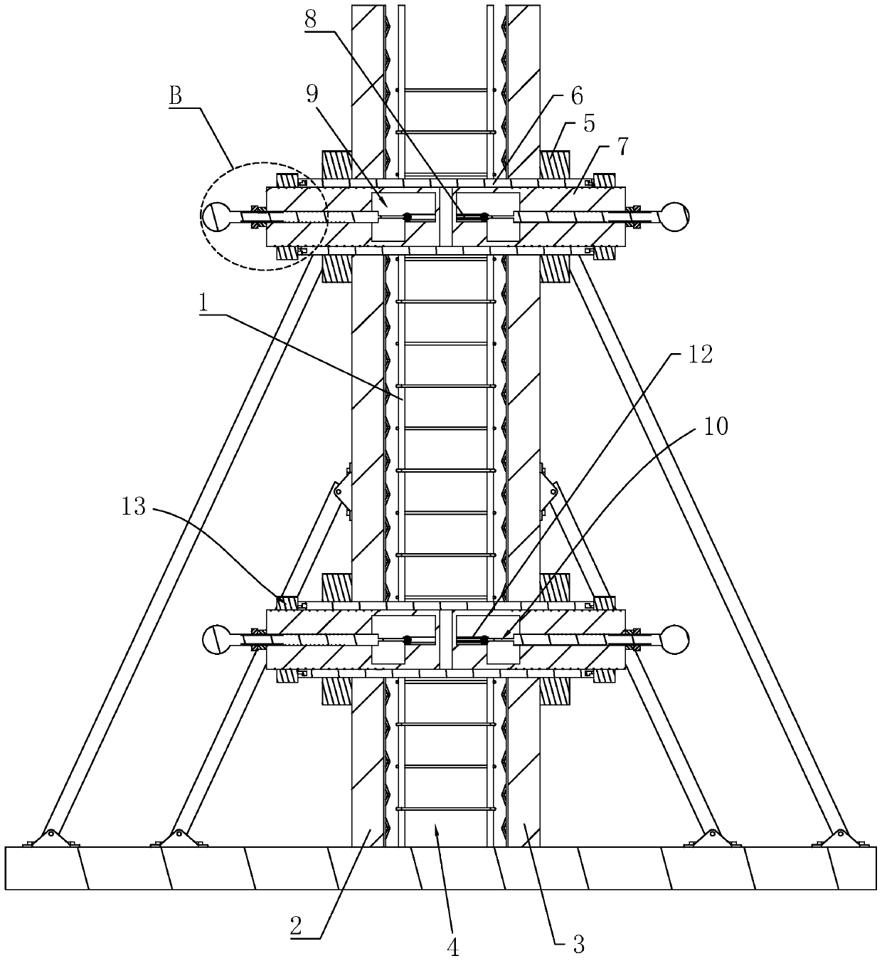 Superimposed slab shear wall structure