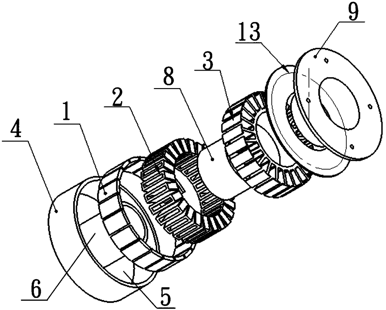 A brushless DC motor with hollow shaft