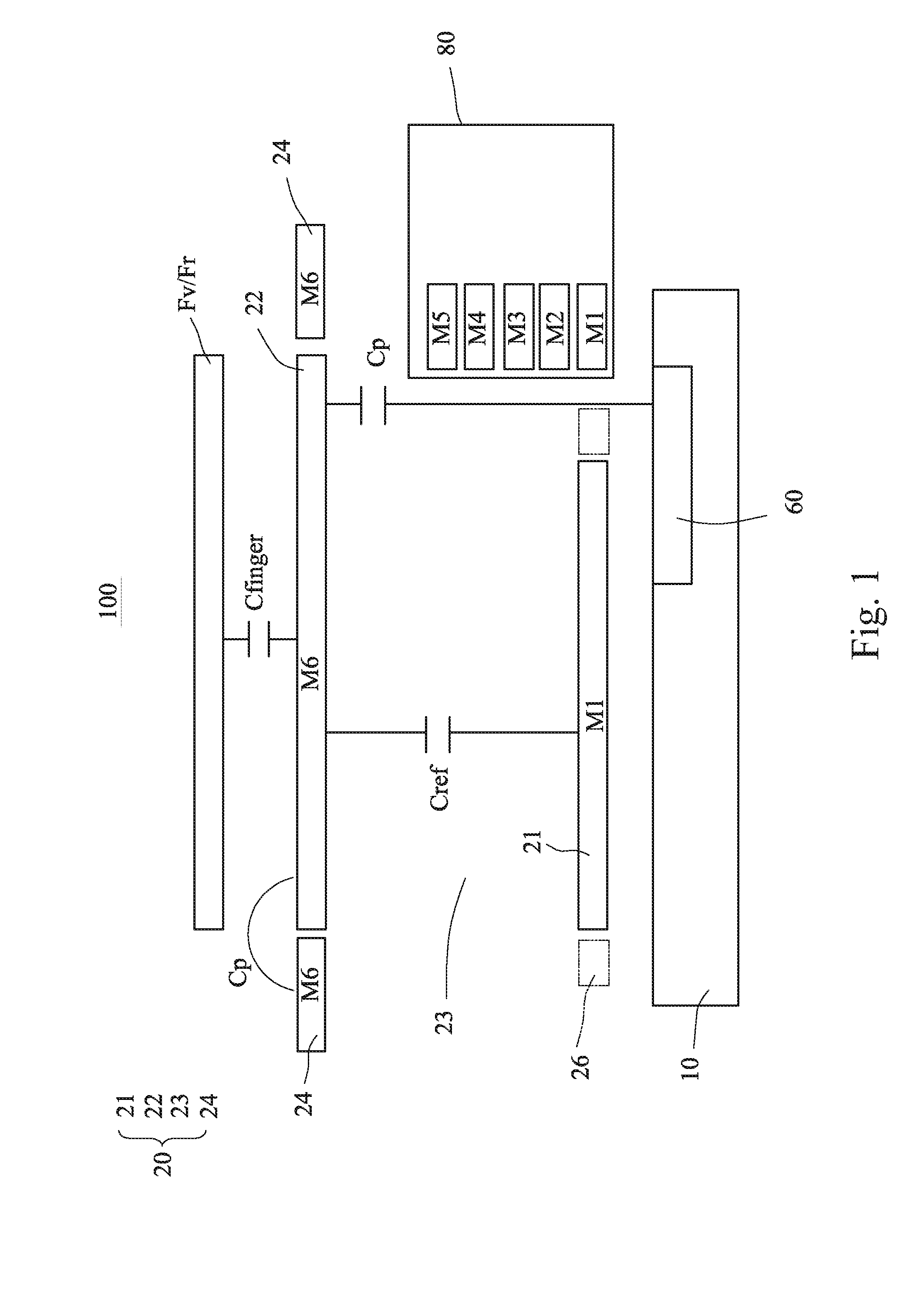 Suspended capacitive fingerprint sensor and method for manufacturing the same
