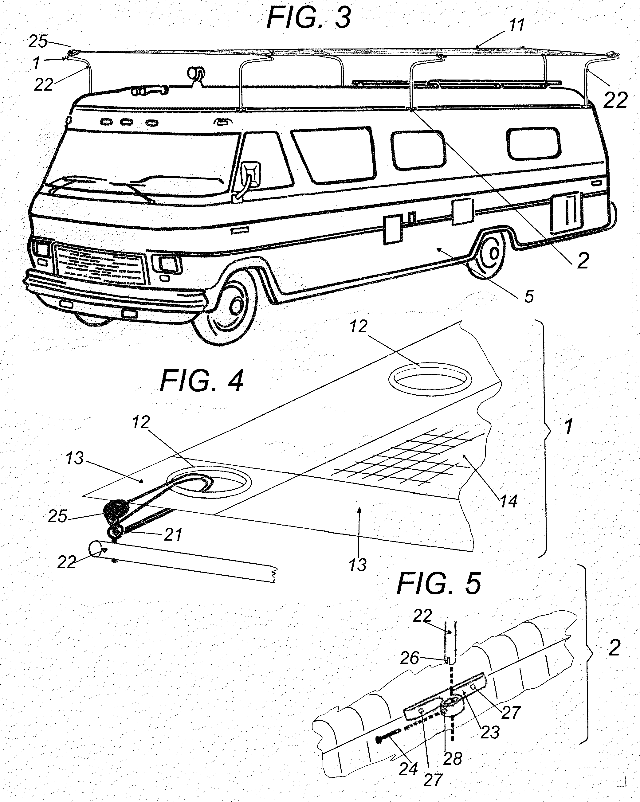 Recreational Vehicle (RV) Portable Sunscreen Canopy