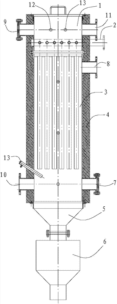 High-temperature dust-removing and coke-removing integrated purifying process of biomass crude gas
