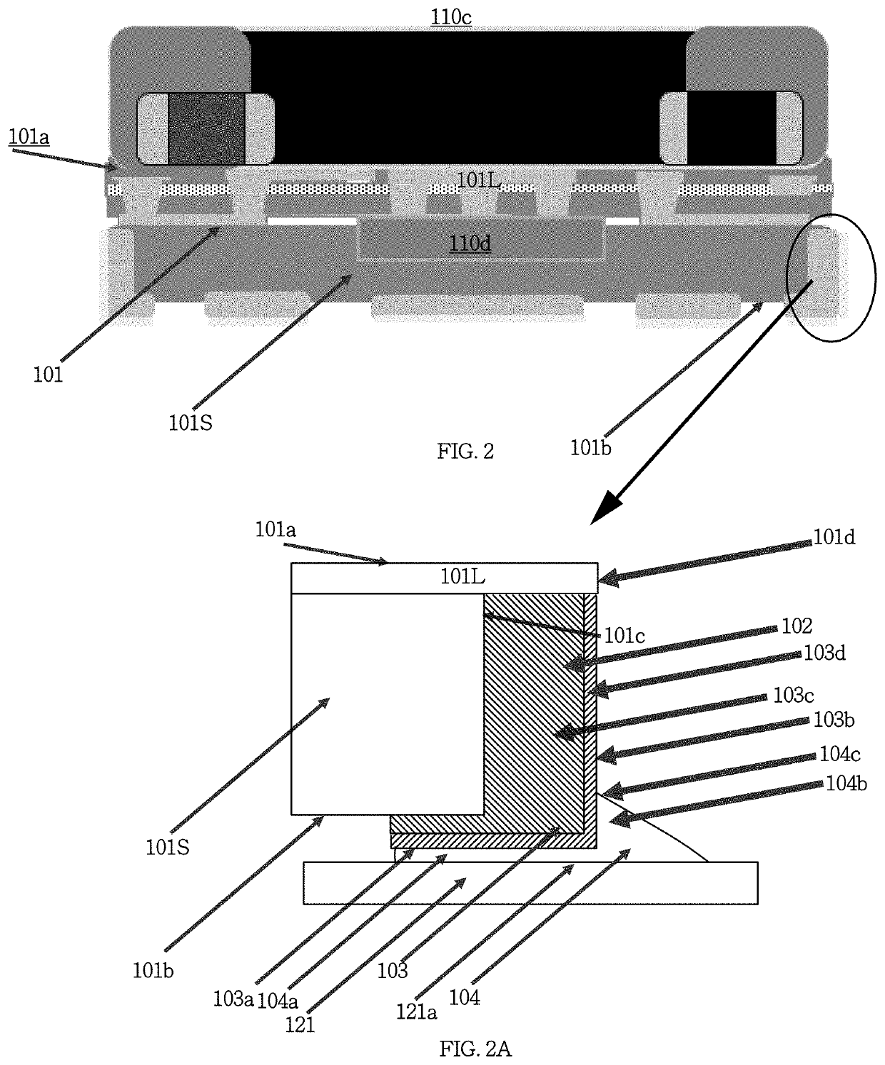 Circuit board and electronic module with an electrode structure